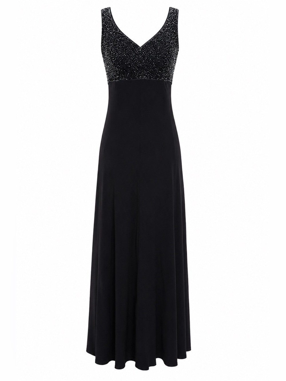 Vintage Bieff Basix Black Silk Beaded Evening Dress